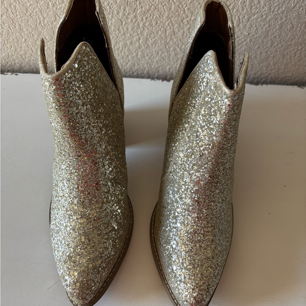 Not Rated Silver Glitter Ankle Booties
